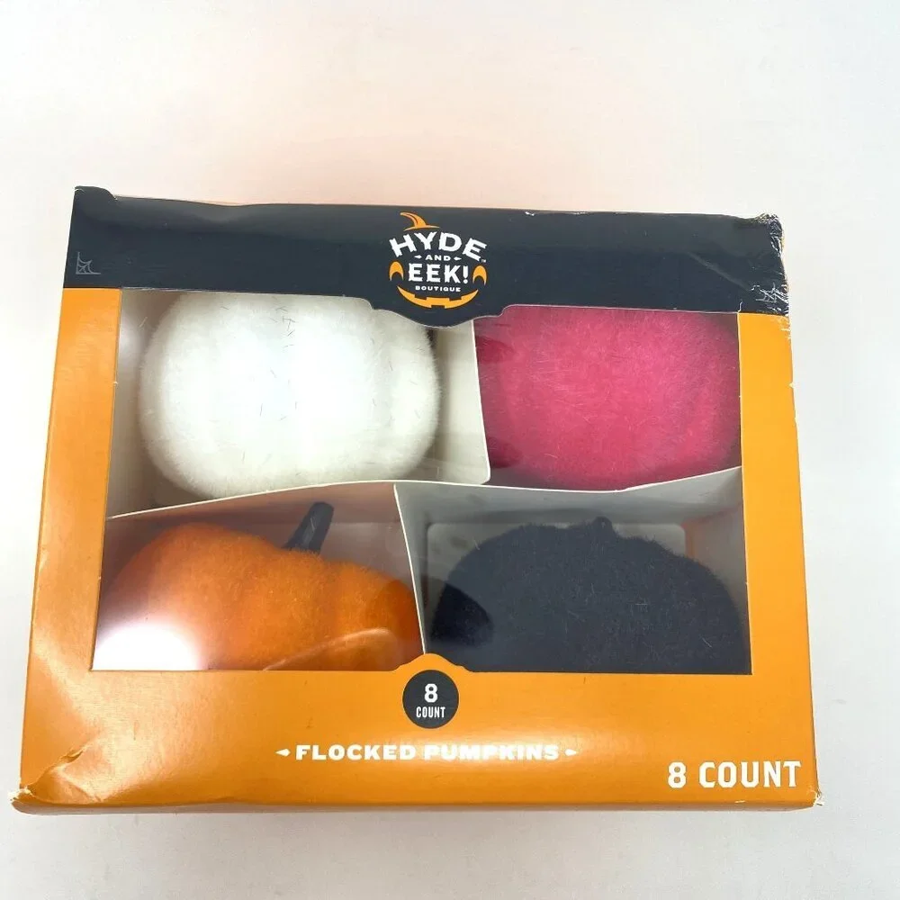 Target 8ct Flocked Mini Pumpkins Halloween Hyde & EEK! Boutique™Tabletop Decor